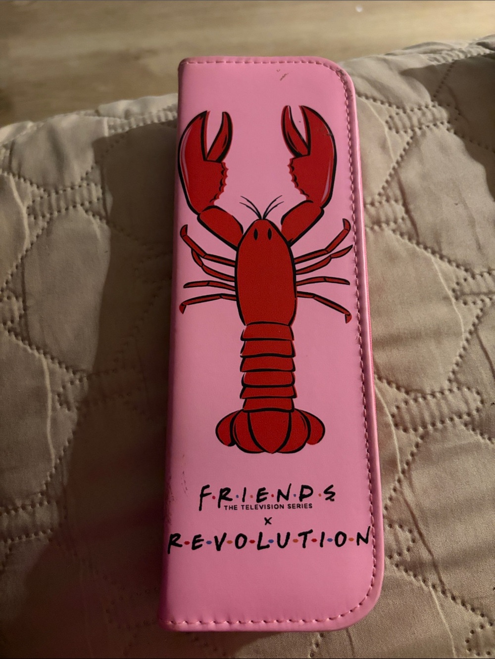 Friends x Revolution Pink Lobster Zip make up brush set and Case